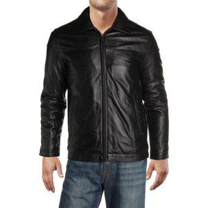 Perry Ellis Black Lambskin Jacket Casual NEW
